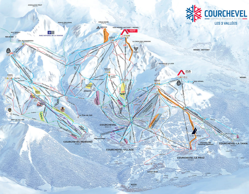 Courchevel - Piste Map Canvas Print